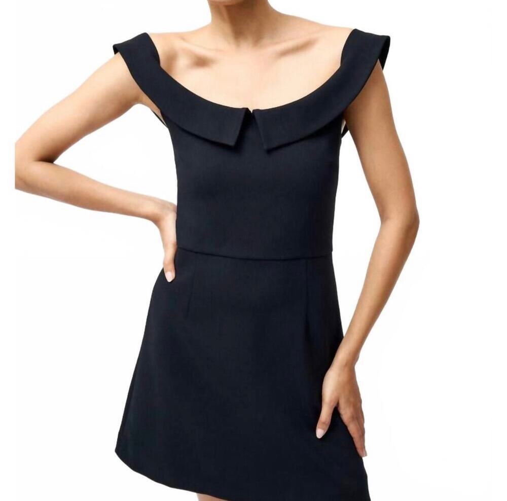 French Connection Dress SZ 10 NWT Whisper Collar Black Collared Mini Sleeveless